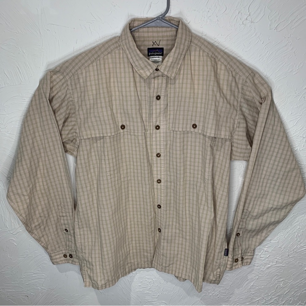 Patagonia Mens L/S Plaid Button Up Shirt Sz L Brown Outdoors Casual